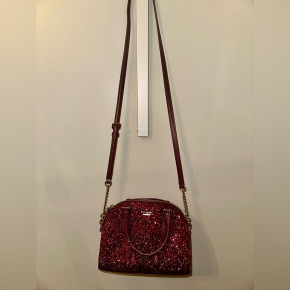 Kate Spade Red Glitter Dome Satchel Crossbody Bag - Picture 8 of 8